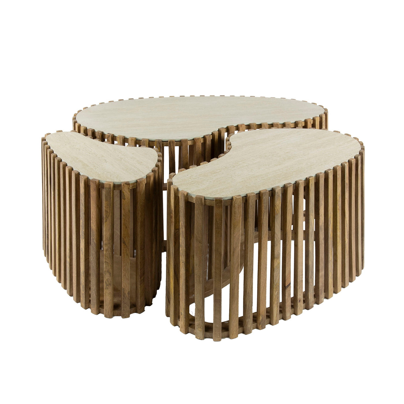 Giga Meubel Salontafel Nuovo - Travertin - Set Van 3 - 90x52x40cm