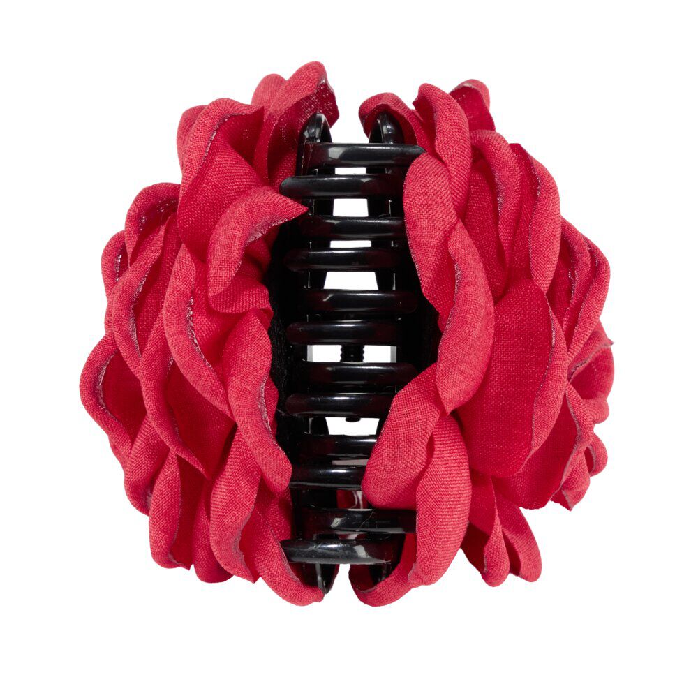 Pince à cheveux fleur camélia Ø9cm (2 modèles rouge ou écru)