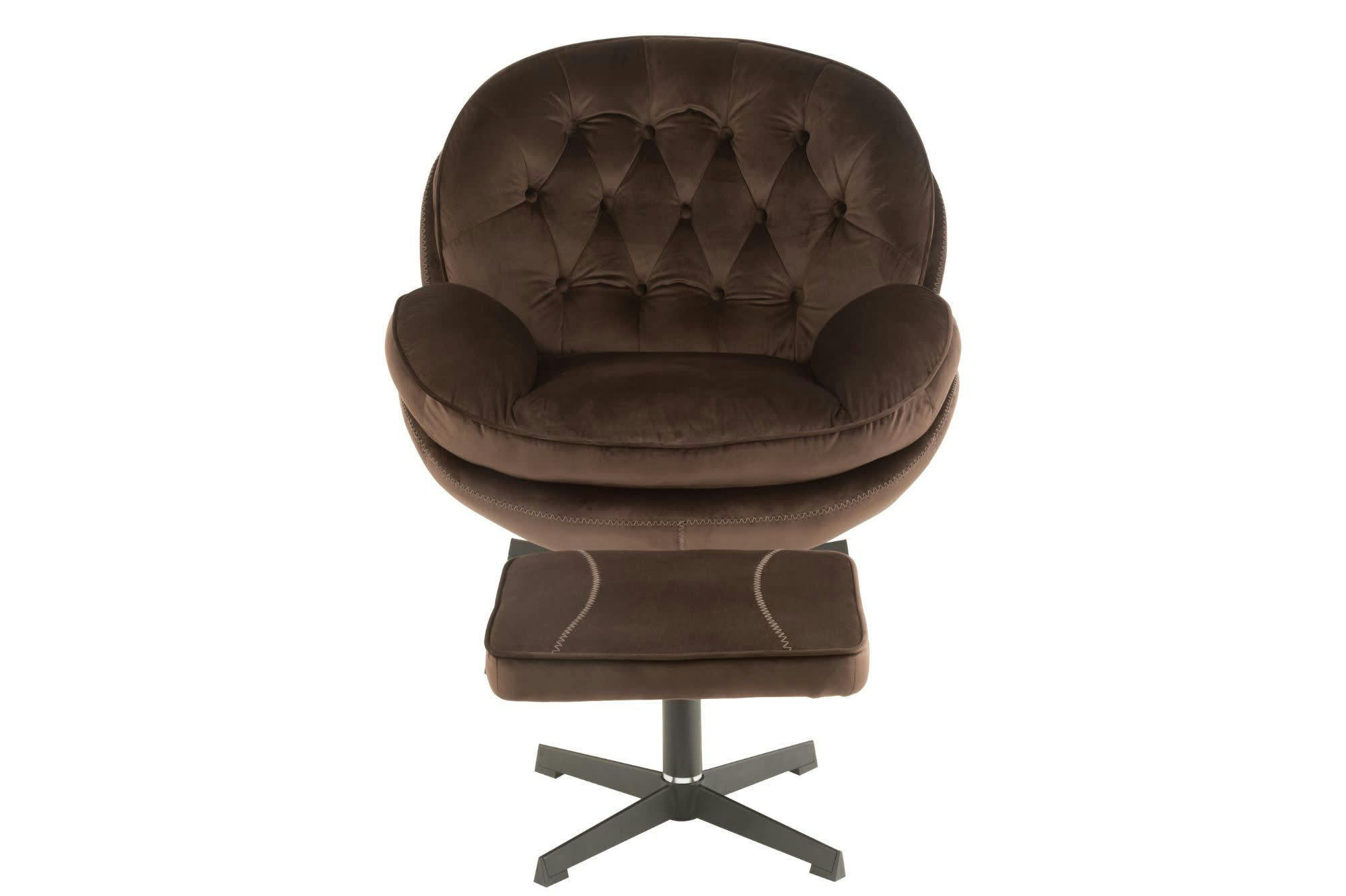 LOUNGE - Fauteuil relax et son repose pied tissu et métal