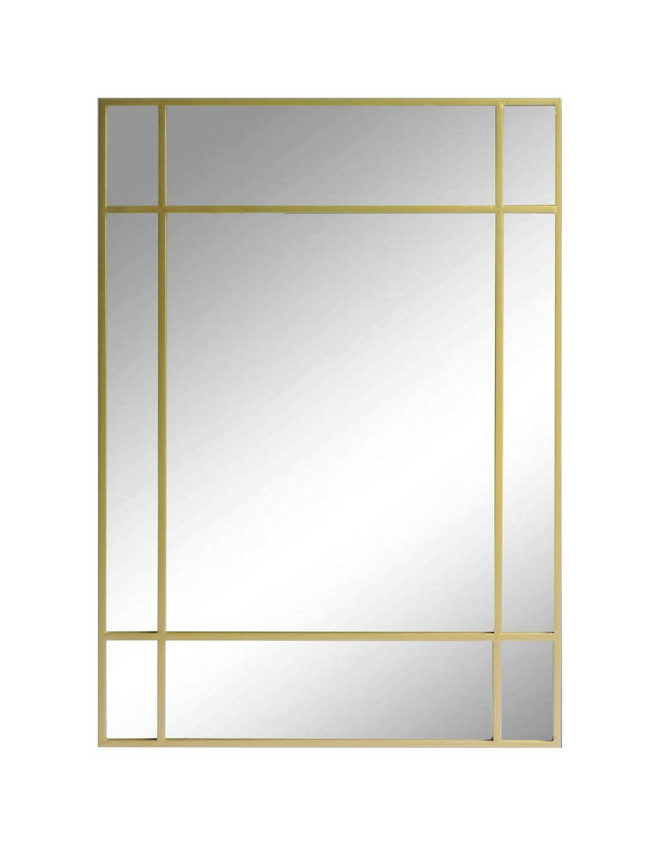 WALLIS - Miroir Art Déco rectangulaire en métal doré 130 x 90 cm