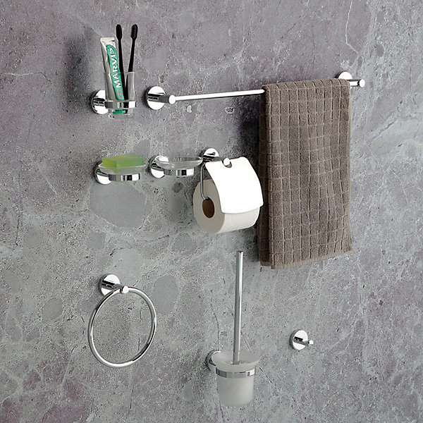 Ensemble Complet De 8 Accessoires De Salle De Bain Chromés Muraux - Necessary