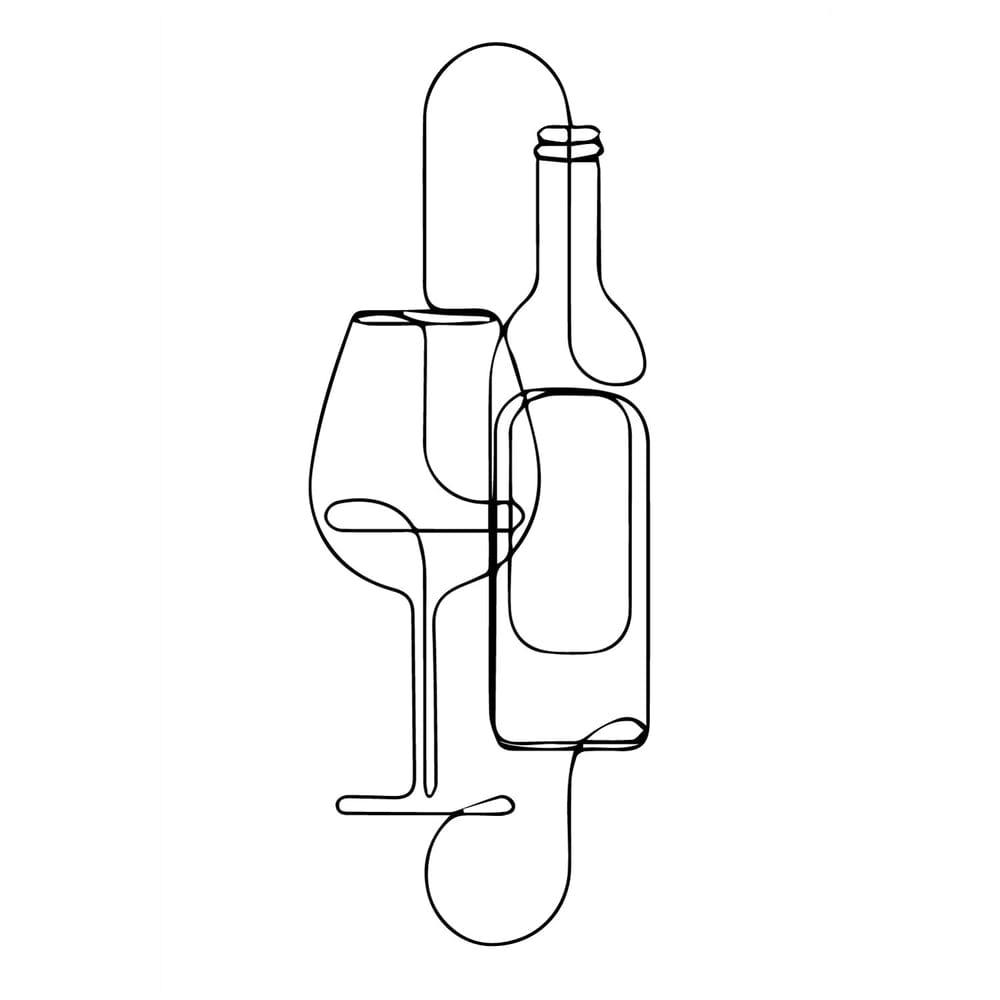 - Décoration murale thème de vin en métal noir 37x99 cm