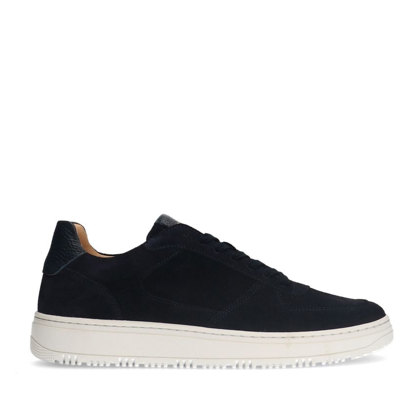 Manfield Donkerblauwe suède sneakers