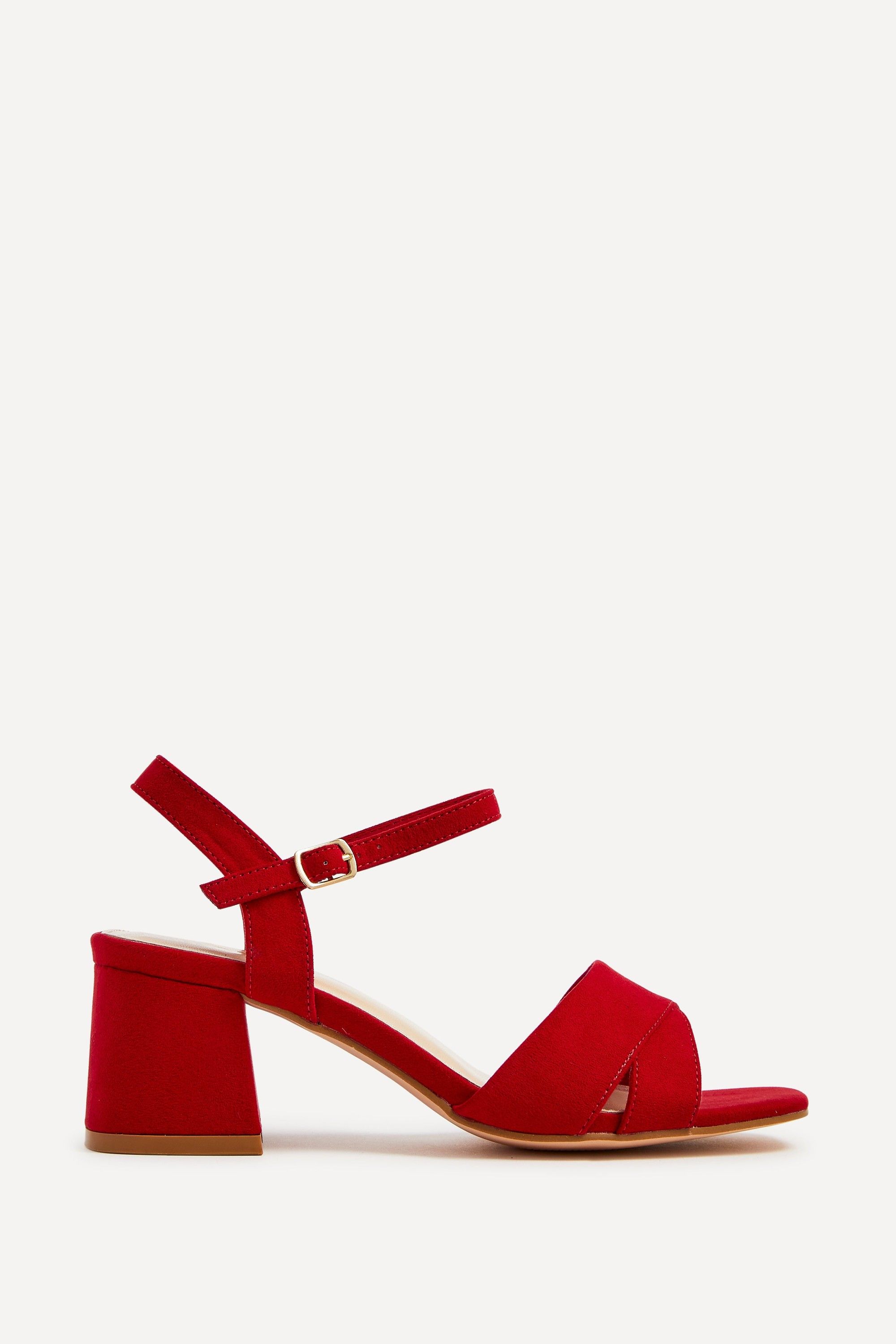 Linzi Vivian Wide Fit Red Block Heel Sandals