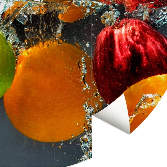 Vliestapete »Runde Vliestapete«, frisches Obst gesunde Küche, mehrfarbig, matt