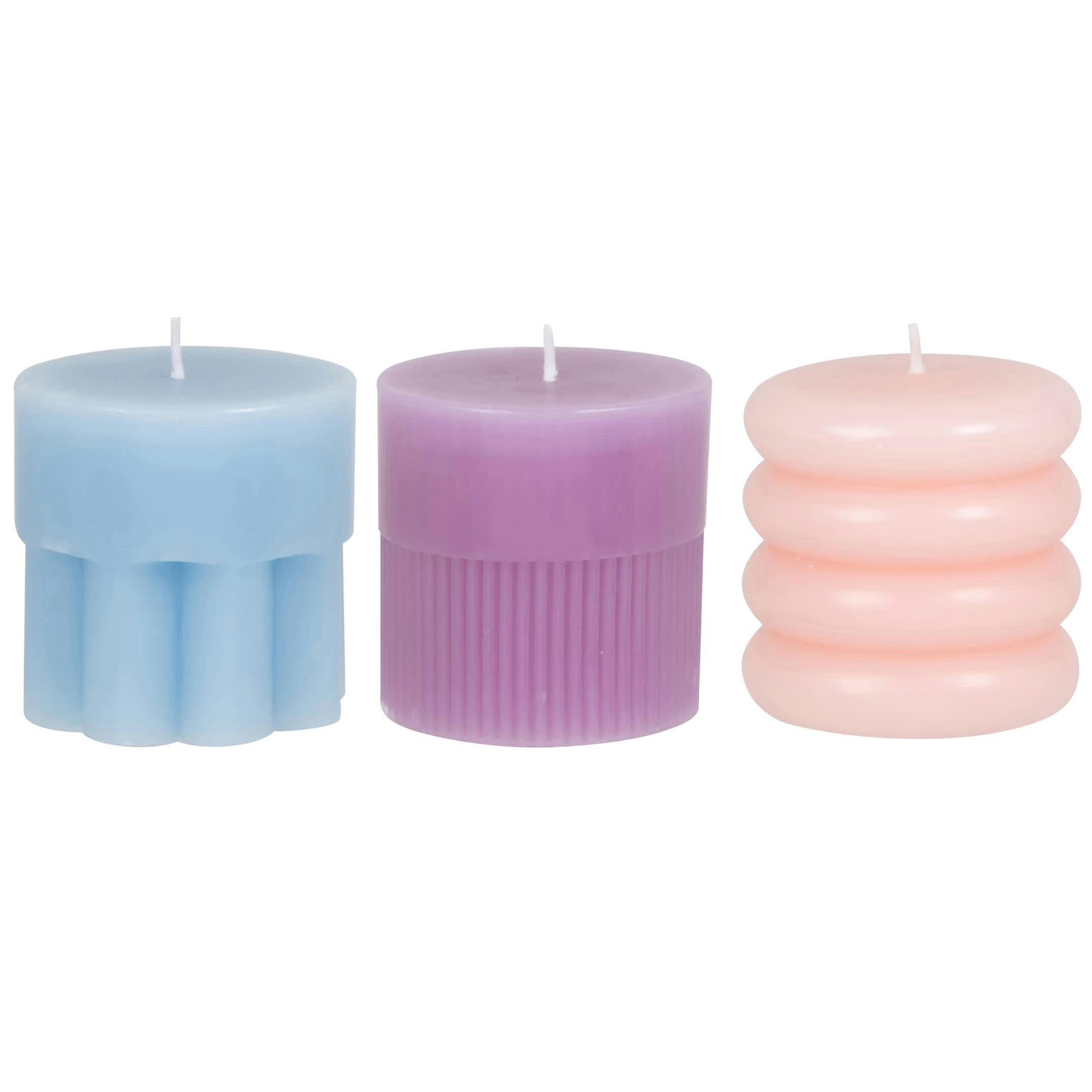 CALLIOPE - Coffret bougies (x3) bleu clair, rose et violette