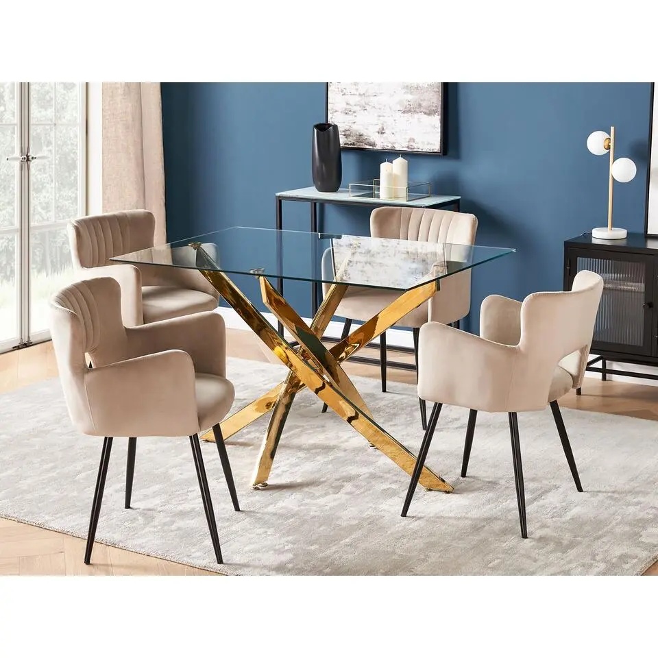 MARAMO - Eettafel - Goud - 120 x 70 cm - Veiligheidsglas