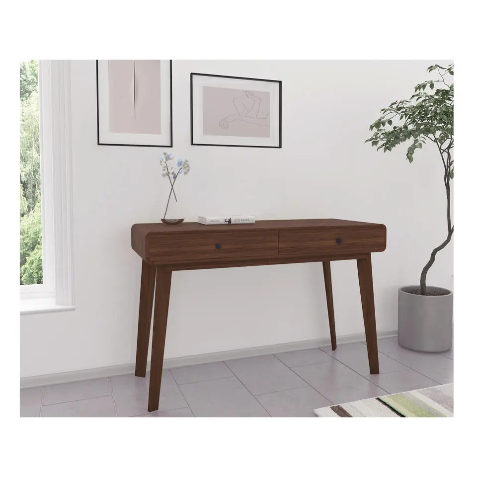 Cassie - Bureau met 2 laden in walnoot look