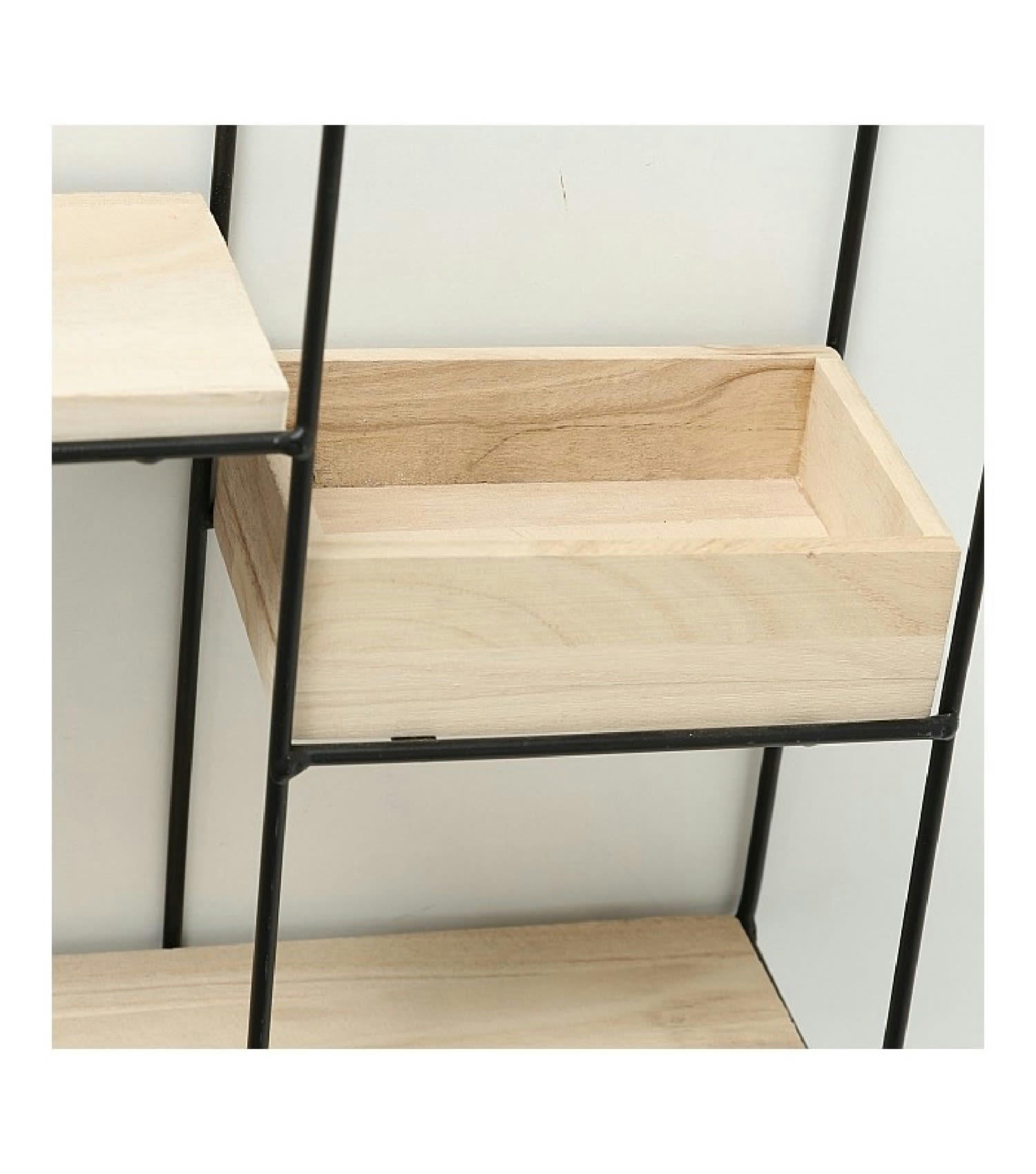 - Étagère murale en métal noir et bois 31x35x11