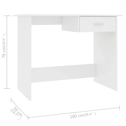 NNEVL Desk White 100x50x76 cm Chipboard
