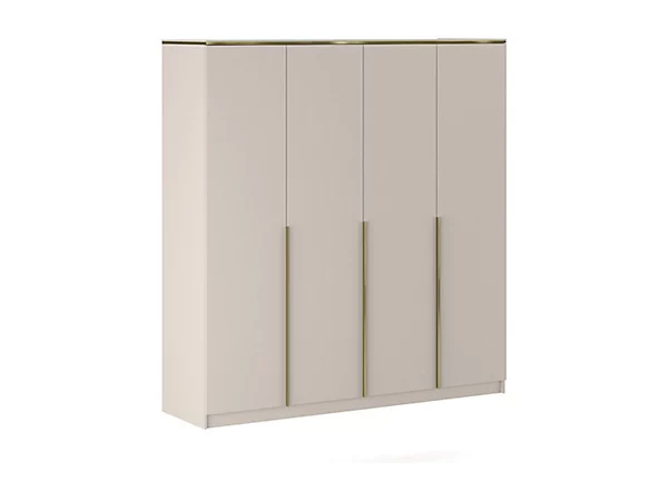 Armoire 4 portes - L200 cm - Beige et doré - VUKIA