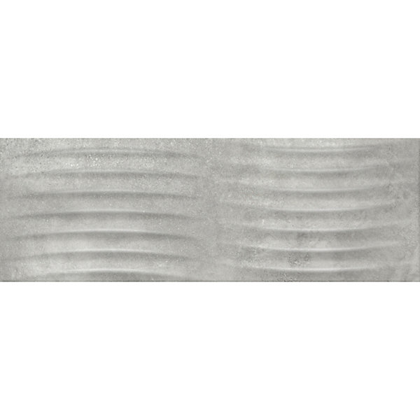 Faïence murale effet béton gris foncé mat décor vague L.90 x l.30 cm x ép.10,5 mm, Unik