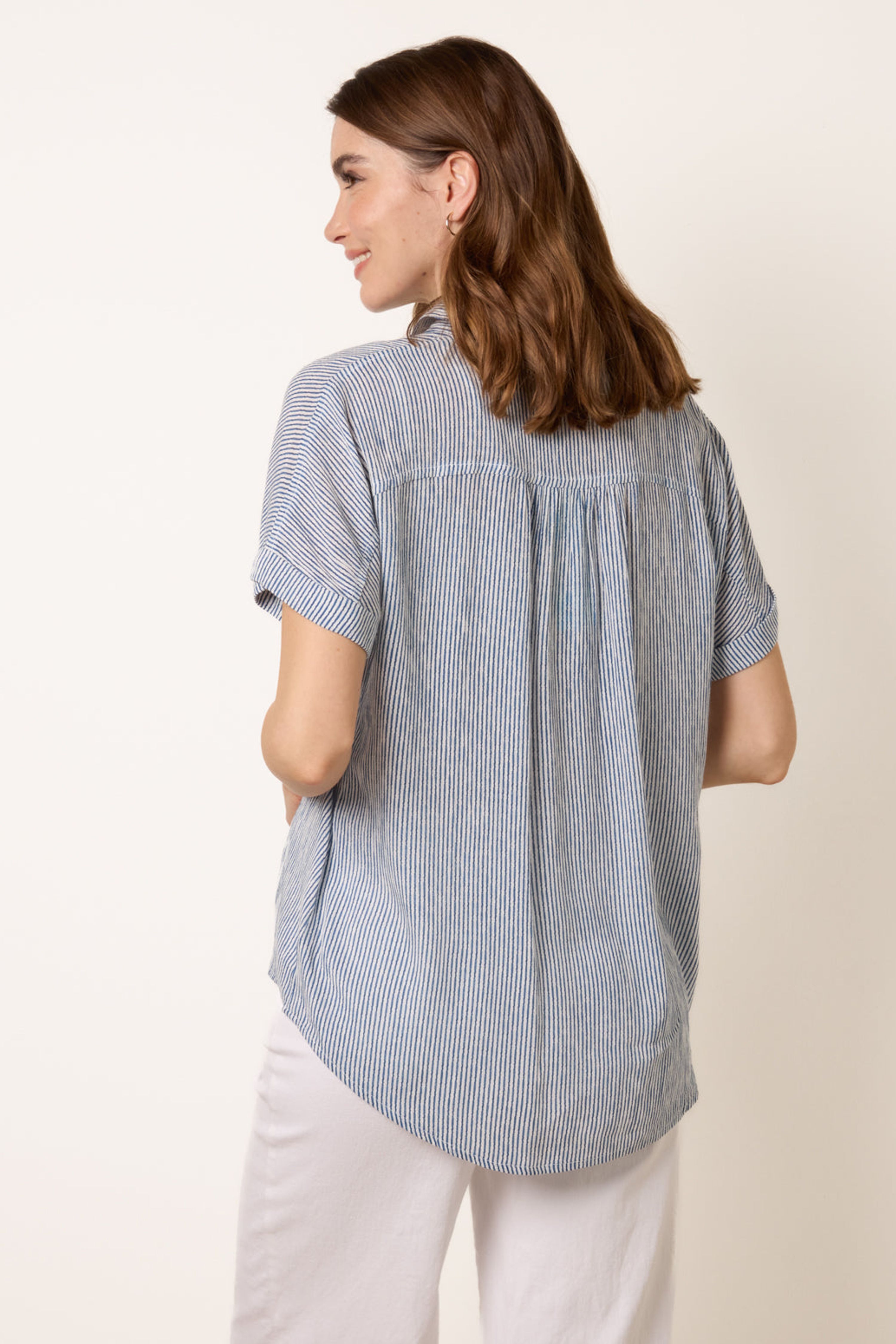 Blue Vanilla Navy Stripe Button Front Shirt