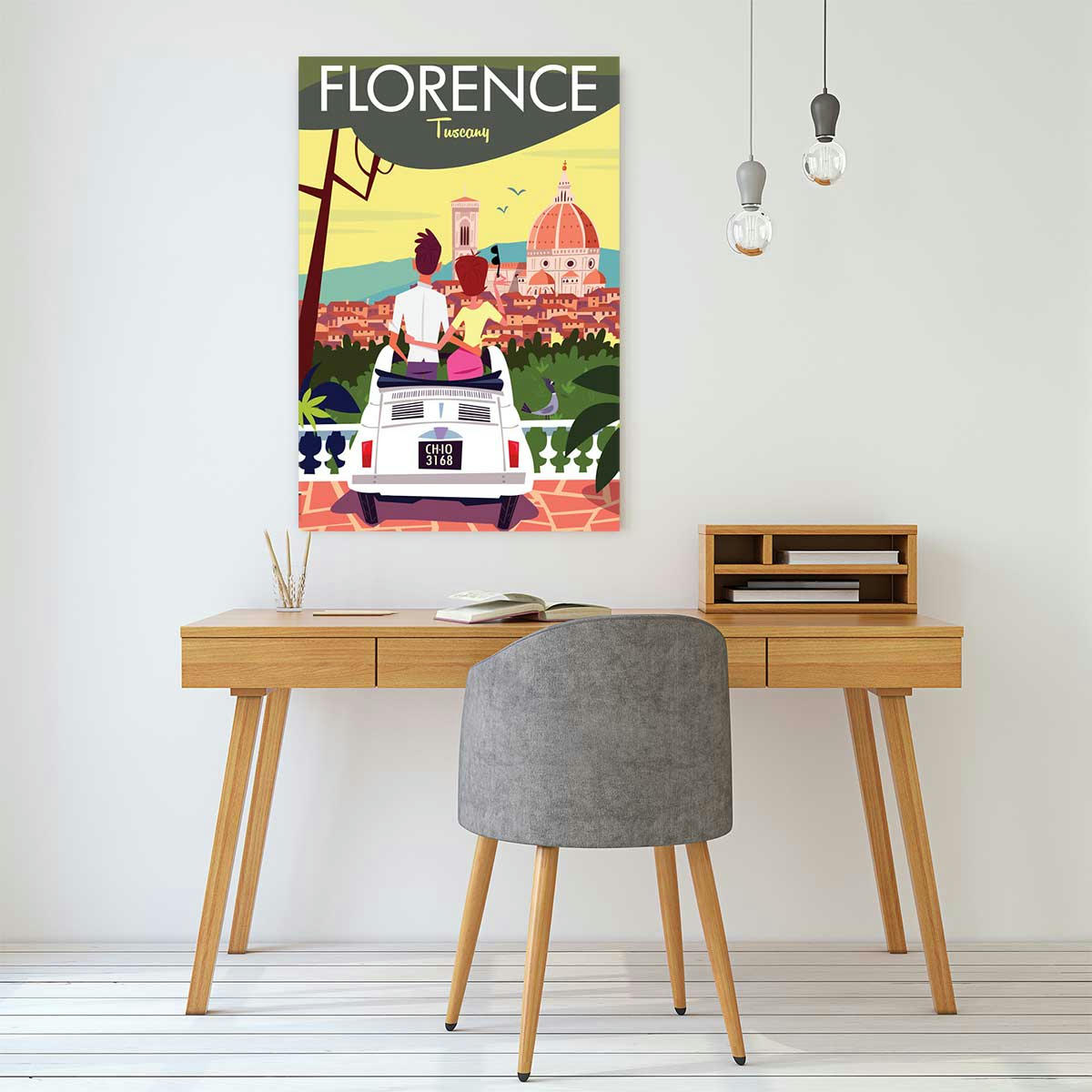 - Tableau voyage à florence imprimé sur toile 40x60cm