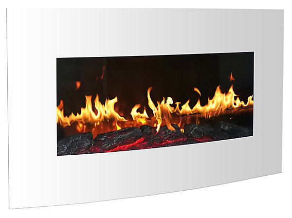 Cheminée électrique Murale Vénézia Blanche 90 cm Effet Flammes Breakling