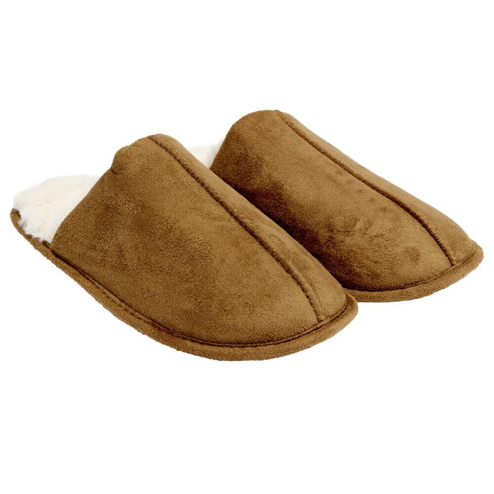 Chaussons homme marron fourrés blancs 44/45