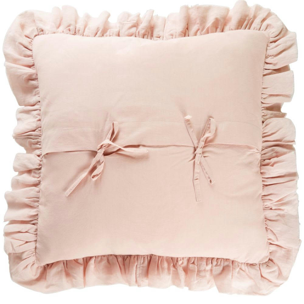 - Coussin en coton et lin rose 60x60