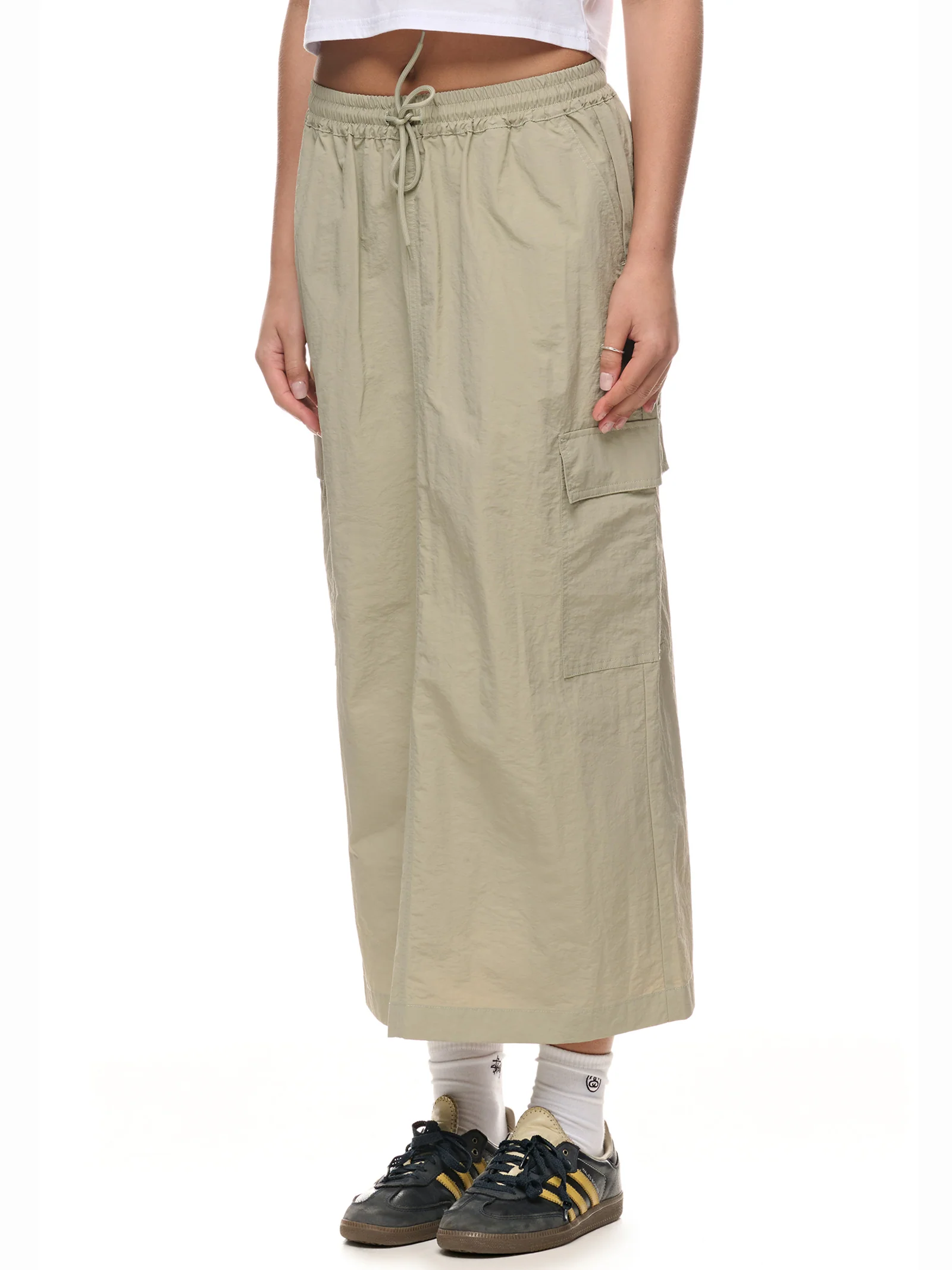 Nylon Cargo Midi Skirt