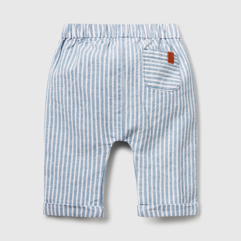 Striped trousers in pure linen