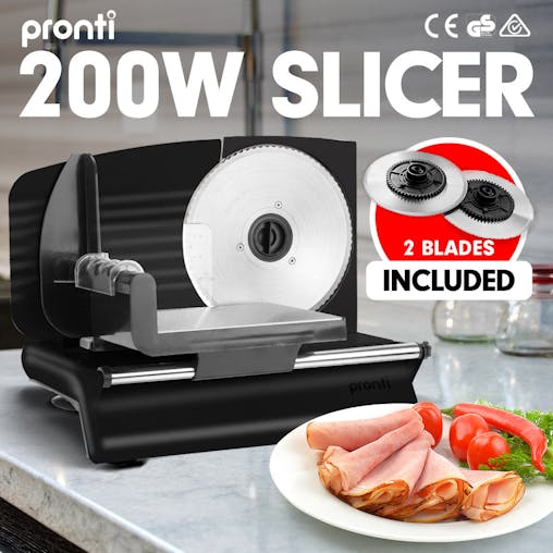 NNEDPE 200WPronti Deli and Food Electric Meat Slicer Blades Processor Black