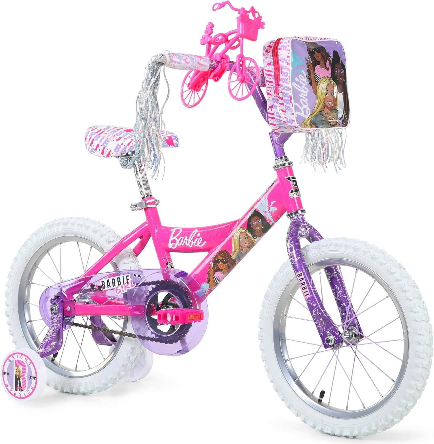 Dynacraft Barbie 16-inch Girls' Bike for Kids Ages 5-7 Years - Fun and Stylish Design, Sturdy and Durable, Perfect for Kids Learning to Ride, Easy to Assemble, Ideal for Young Riders