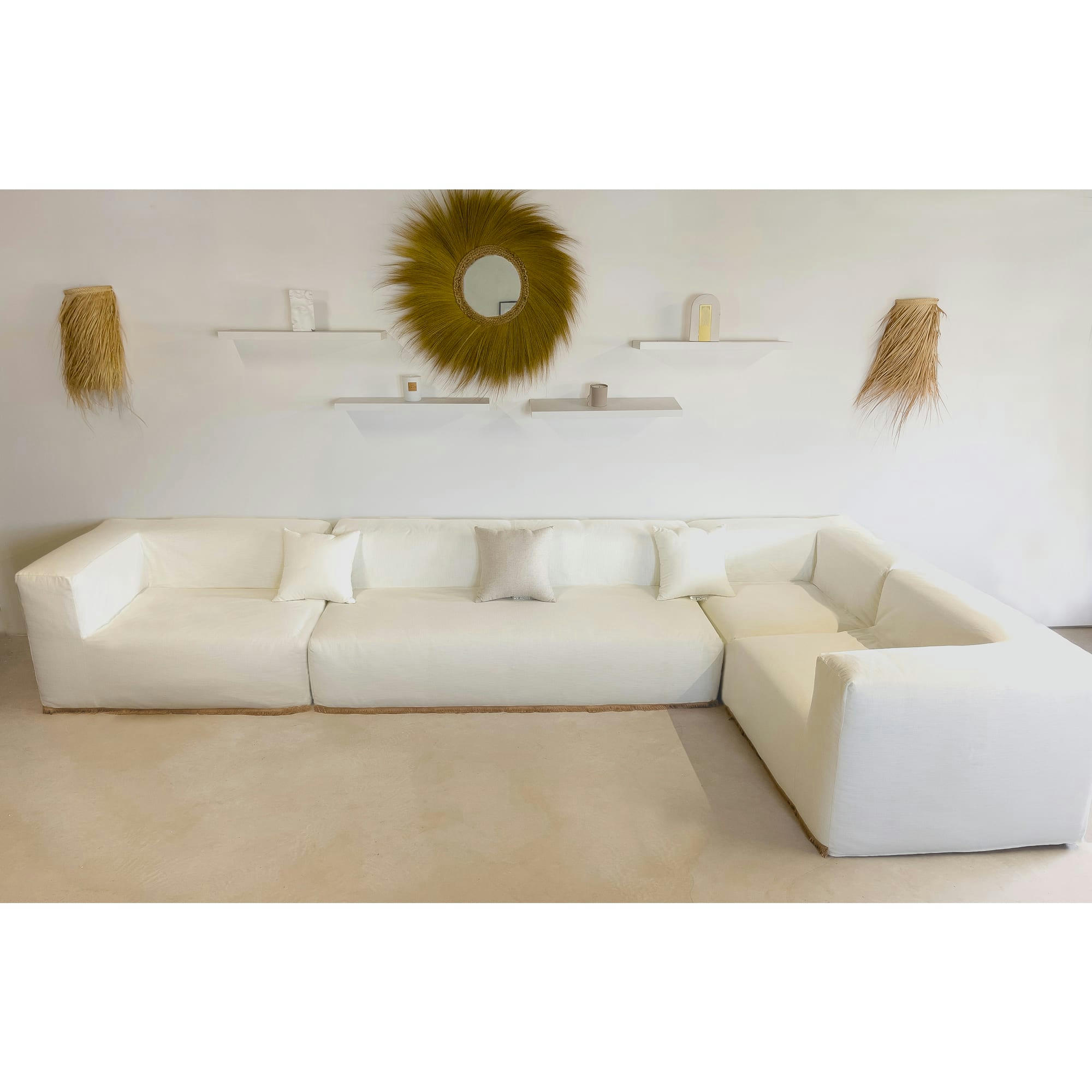 - Canapé d'angle modulable - Déhoussable 5/6 places- Coton lavé