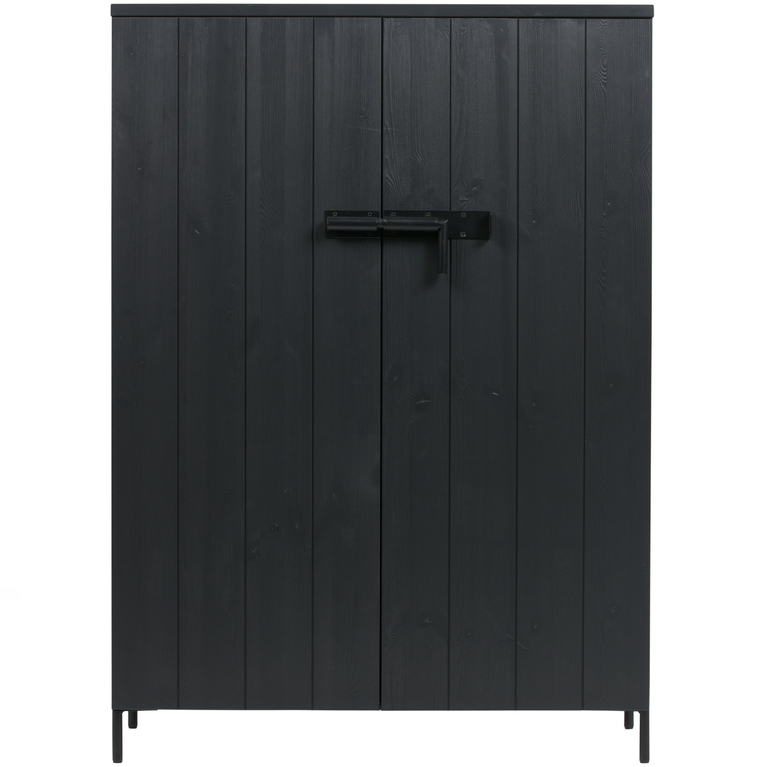 WOOOD 2-deurs kast Bruut - Geborsteld Grenen - Zwart - 140,5x100x41,5