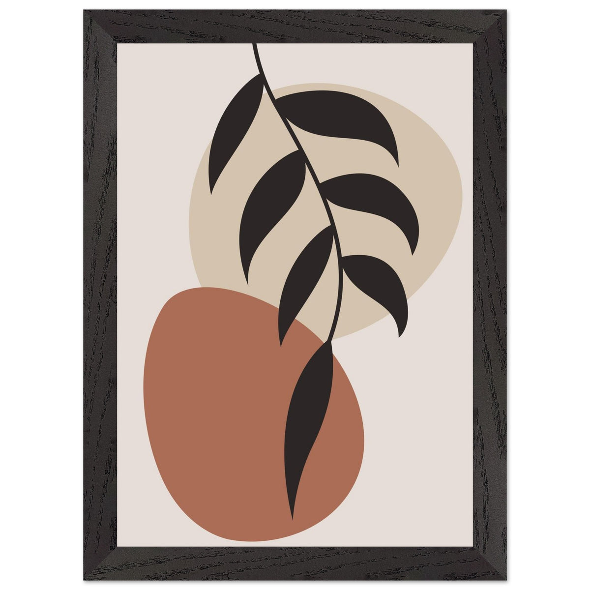 Artfulprints Poster met Lijst Boho - Abstract leaf II  - A4 21x29.7 cm - Terracotta