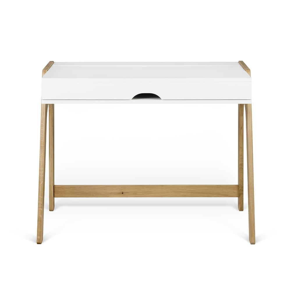 AURA - Bureau  placage chêne naturel et blanc laqué