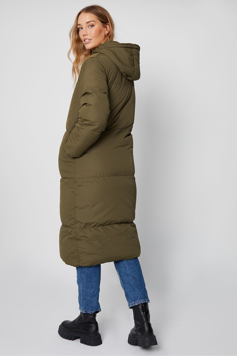 Threadbare Jodie' Quilted Puffer Maxi Jacket
