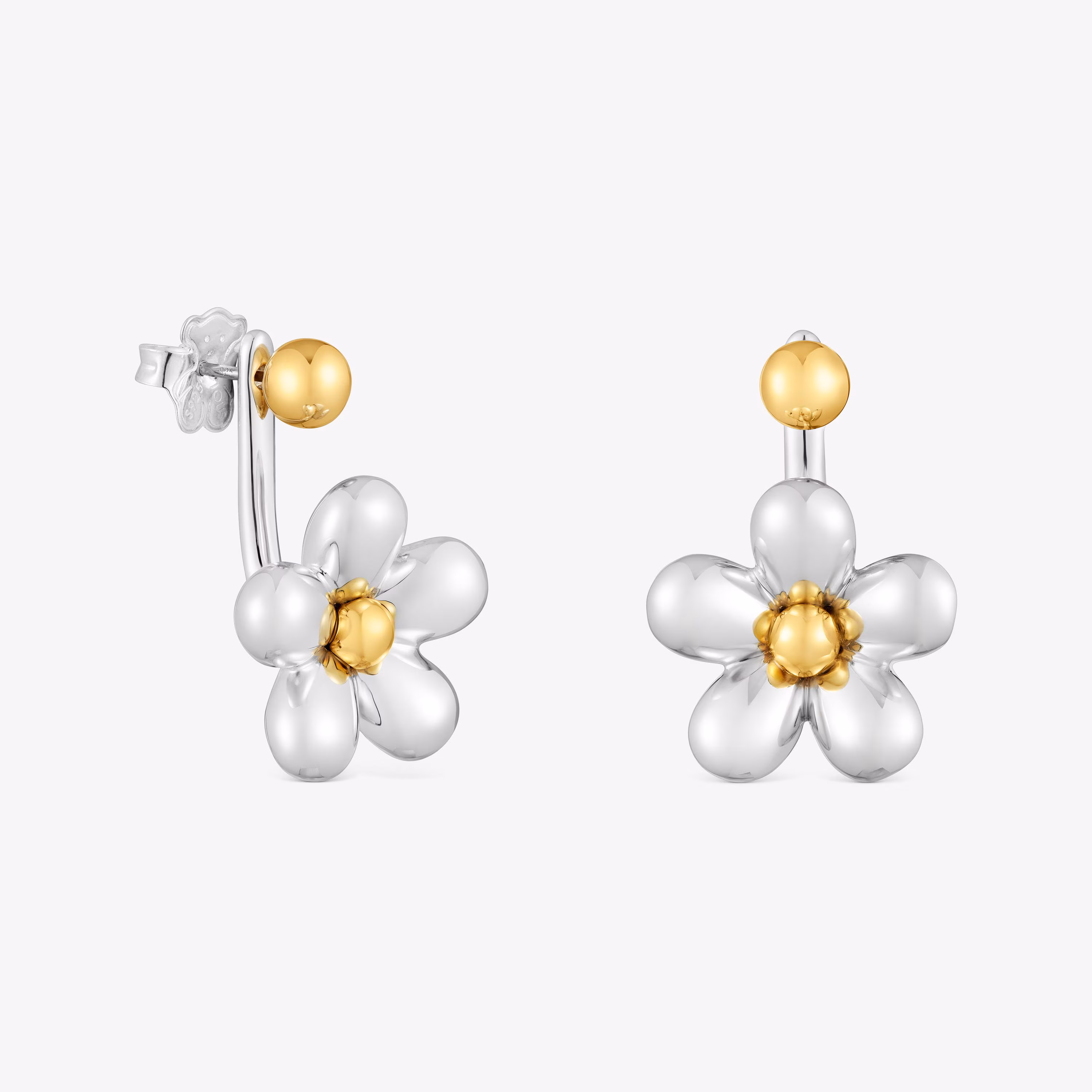 Pendientes cortos flor bicolor Daisy