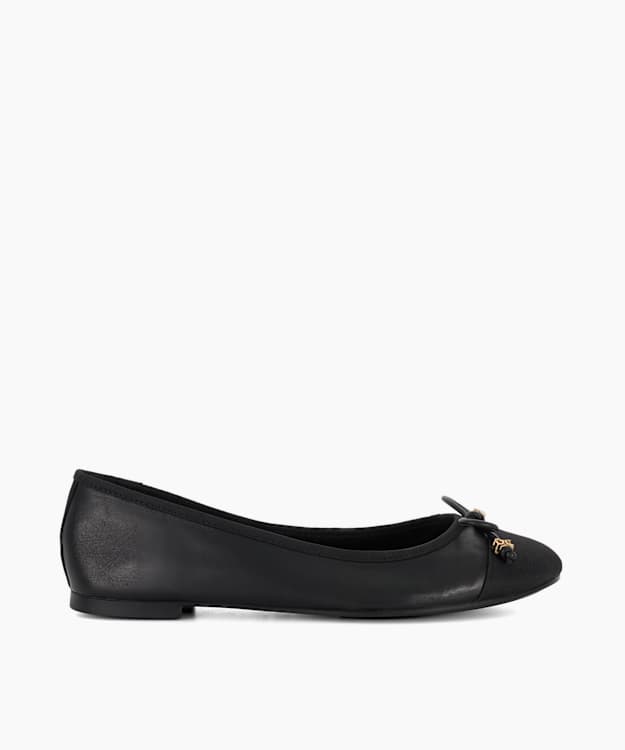 Hallo Black - Wide Fit Charm-Detail Ballet Shoes