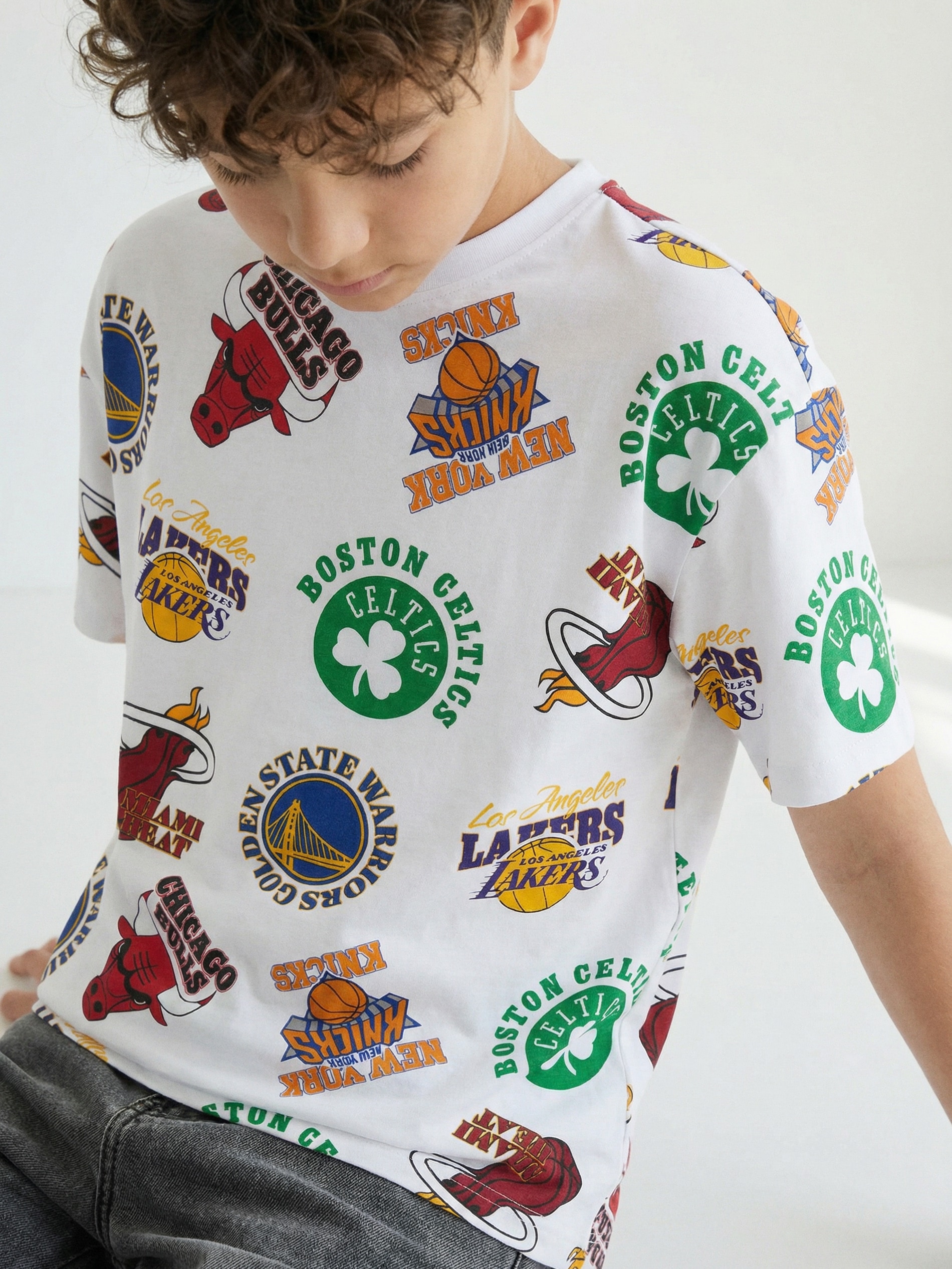 Bawełniana koszulka z nadrukiem drużyn koszykarskich NBA