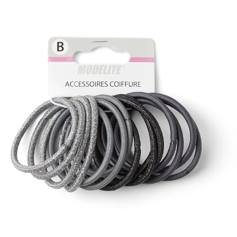 Lot de 15 élastiques sans métal gris et noir