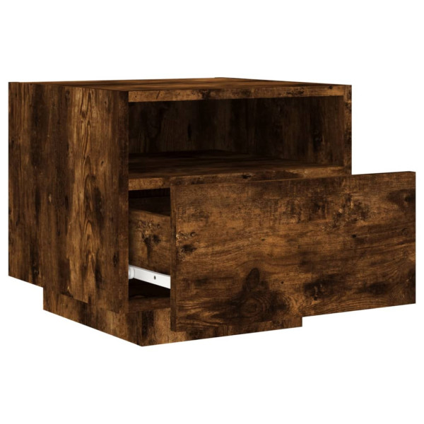 2x Szafka Nocna Stolik Brązowa z Szufladą z LED Do Sypialni 40x39x37 cm