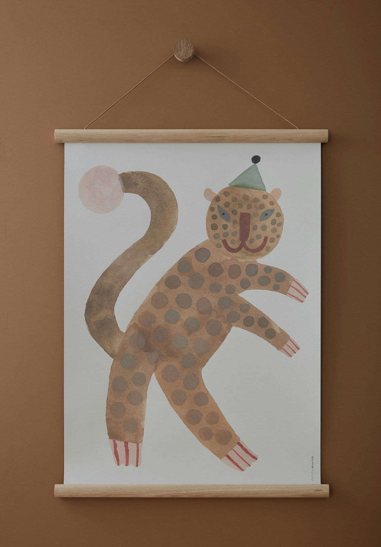 LEOPARD - Poster Elvis Le Léopard marron en papier H70x50cm