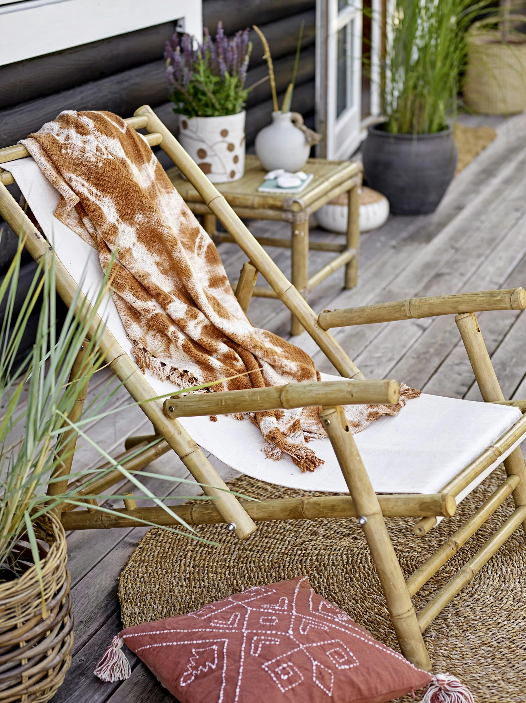 ESTER - Plaid en coton brun 130x160