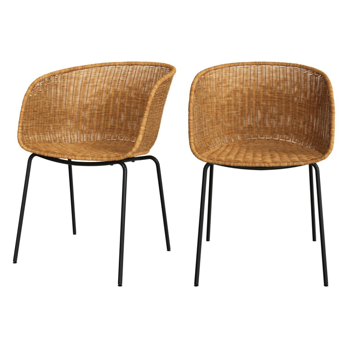 CIOVO - Chaise en résine tressée et pieds en métal lot de 2