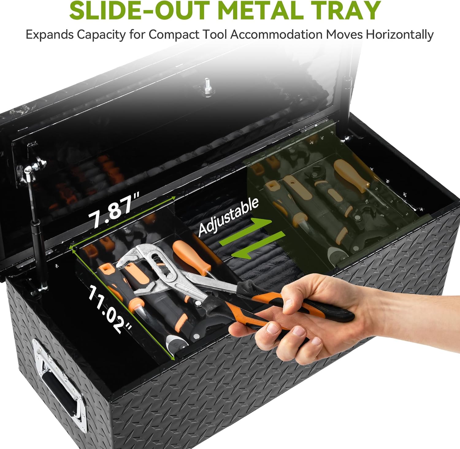 AUTOSAVER88 30 Inch Truck Bed Tool Box, Heavy Duty Aluminum Diamond Plate Tool Box Chest, Waterproof Chest Storage Box with Sliding Shelf and Lock for Trucks, Trailers, RVs, Warehouses