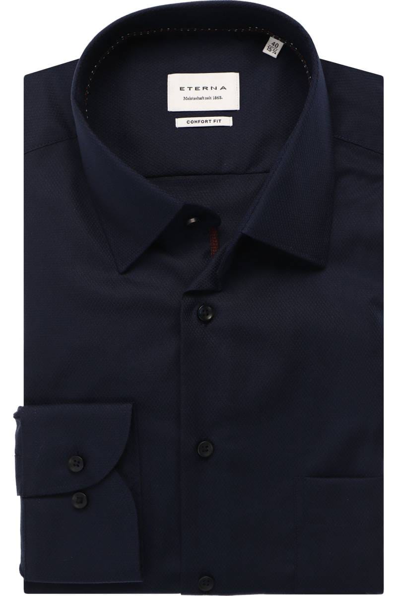 ETERNA Comfort Fit Hemd marine, Strukturiert (extra langer Arm)