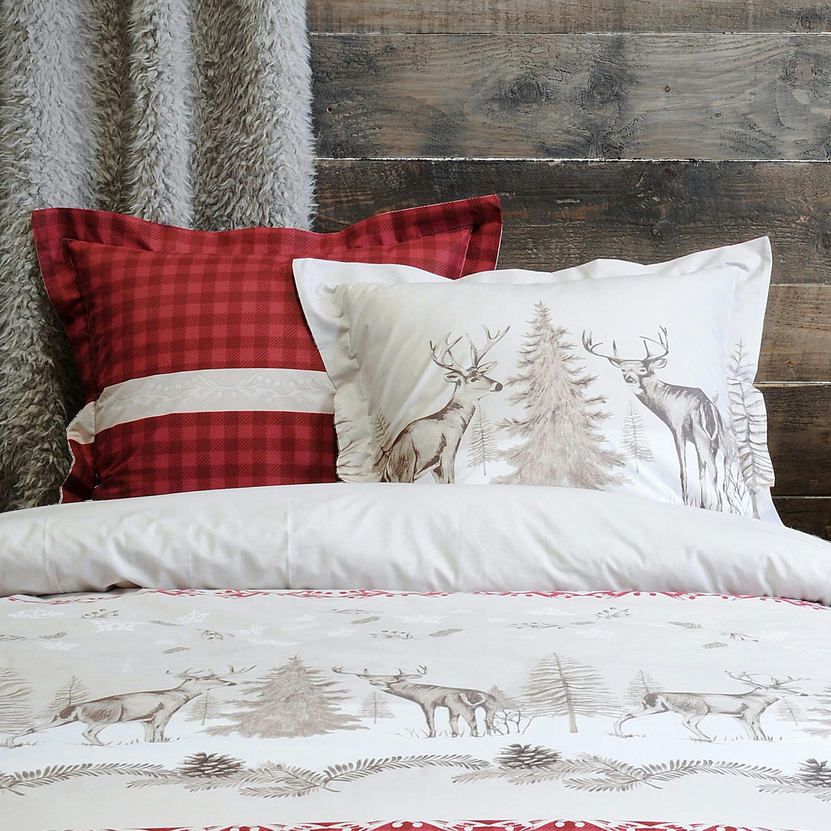 - Parure de couette parmelan coton rouge 240x220 cm