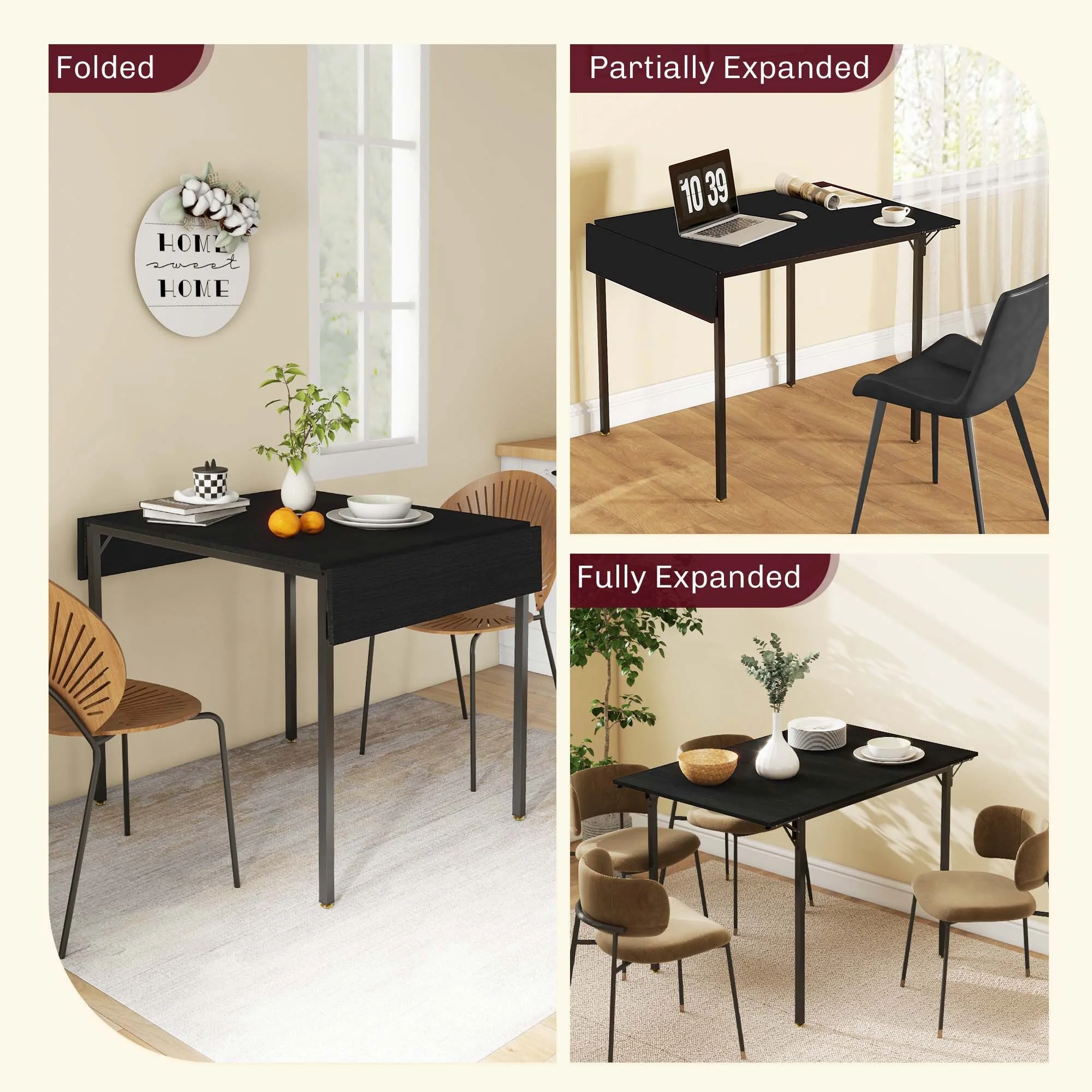 Industrial Folding Dining Table for 2 to 4,only table