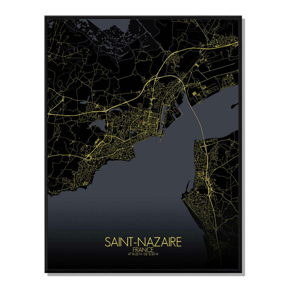 - Affiche Saint Nazaire Carte Nuit 40x50