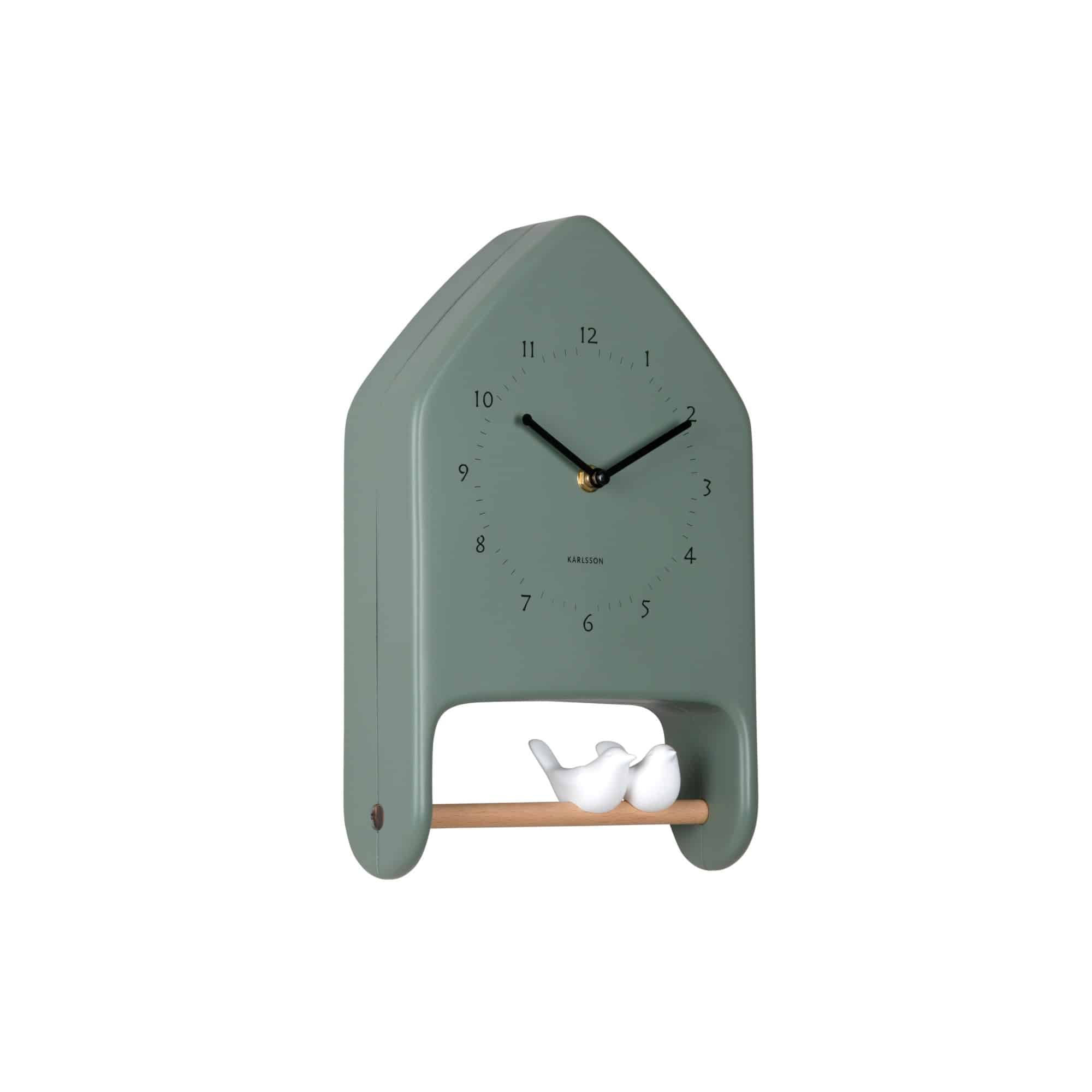Karlsson wandklok Love Birds - groen - 7.1x20x32cm