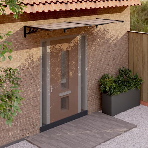 NNEVL Door Canopy Black 239x90 cm Polycarbonate