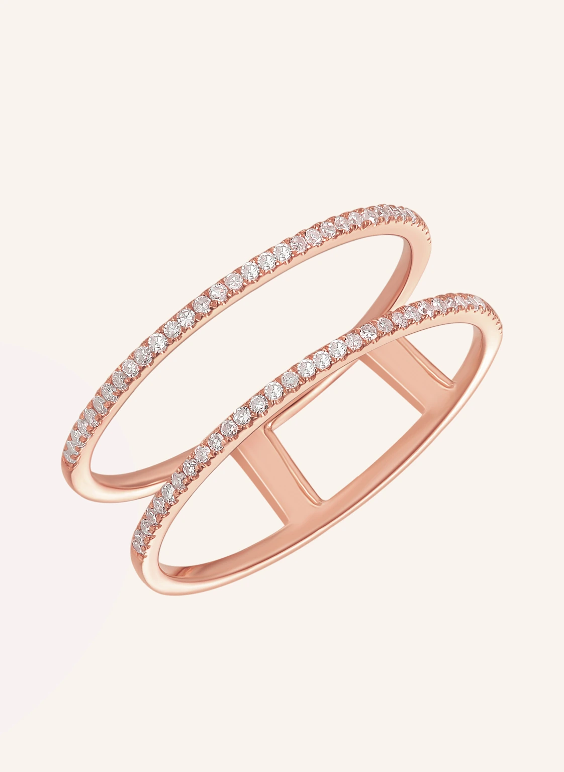 Leaf Ring DOUBLE aus 18 Karat Rosegold mit Diamanten