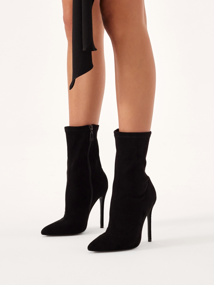 Black stiletto heeled boots