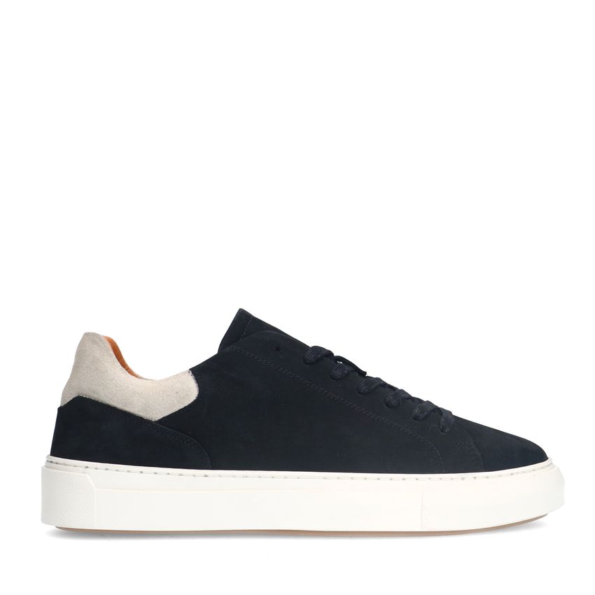 Manfield Zwarte nubuck sneakers met grijze details