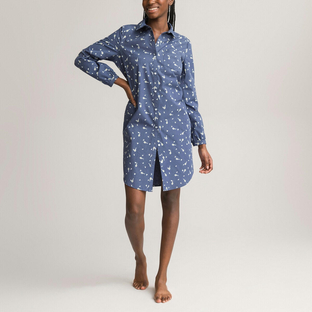 Liquette/pyjaveste en tissu chambray imprimé