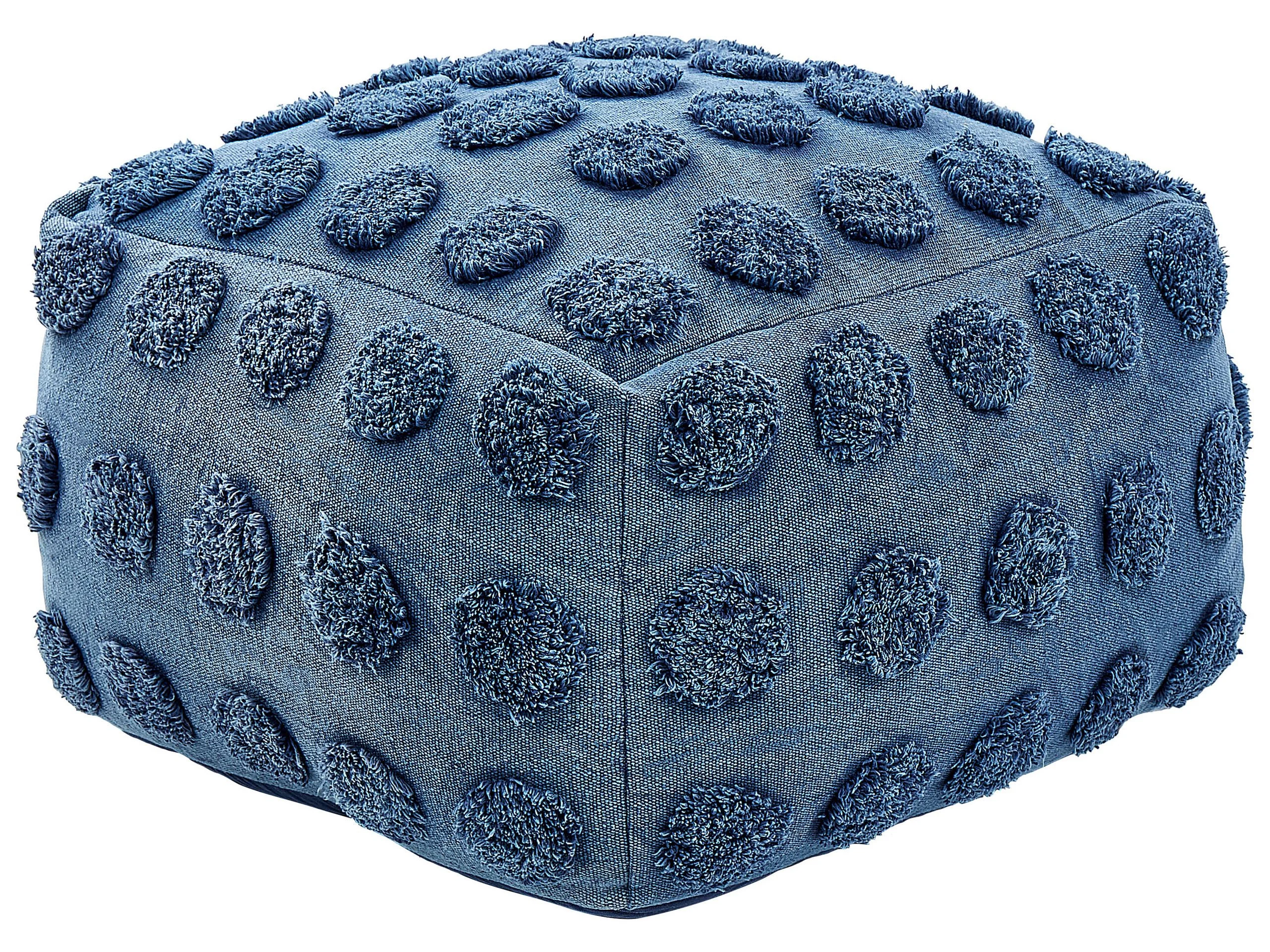 Puf otomana bawełna 50 x 50 x 35 cm niebieski